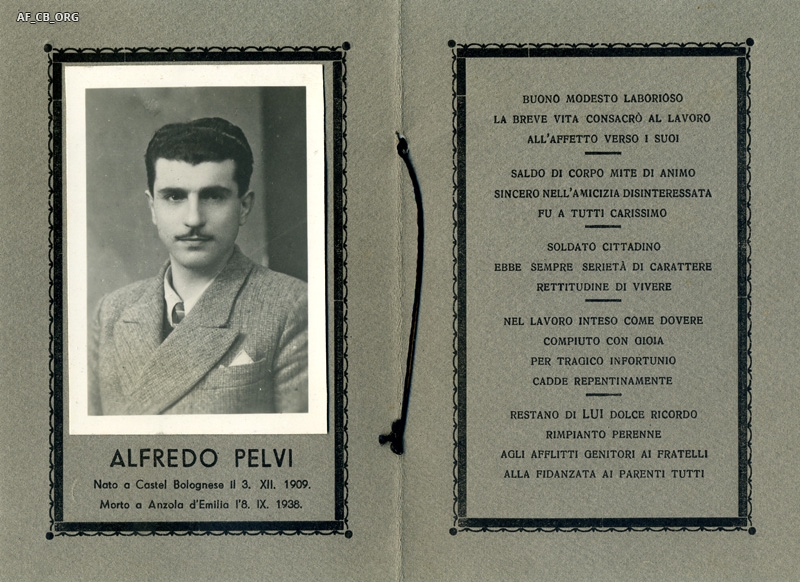 Memoria funebre di Alfredo Pelvi