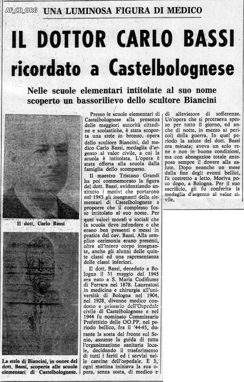 Articolo tratto da "Il Resto del Carlino" del 07/12/1971, pag. 7