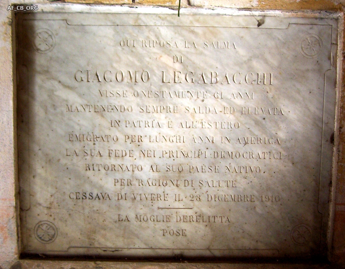 Cimitero comunale di Castel Bolognese: tomba di Giacomo Legabacchi