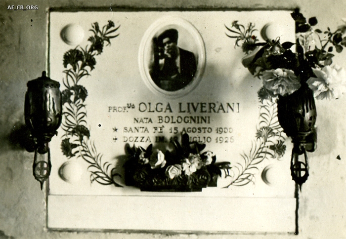 La tomba di Olga Bolognini nel 1928