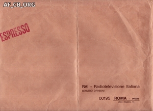 Busta espresso con l'indirizzo della RAI